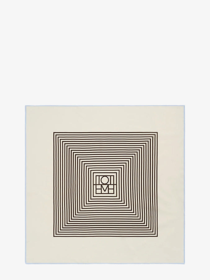 Toteme Centered Monogram Silk Foulard Uni Macadamia