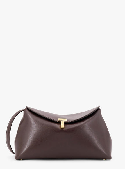 Toteme T-Lock Clutch Leather Crossbody Bag Uni Bark