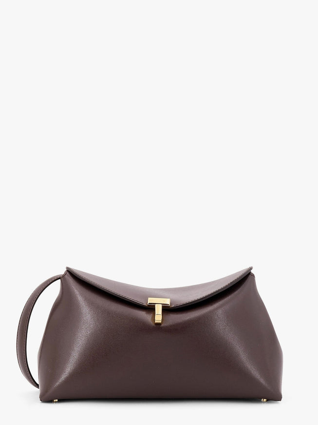 Toteme T-Lock Clutch Leather Crossbody Bag Uni Bark