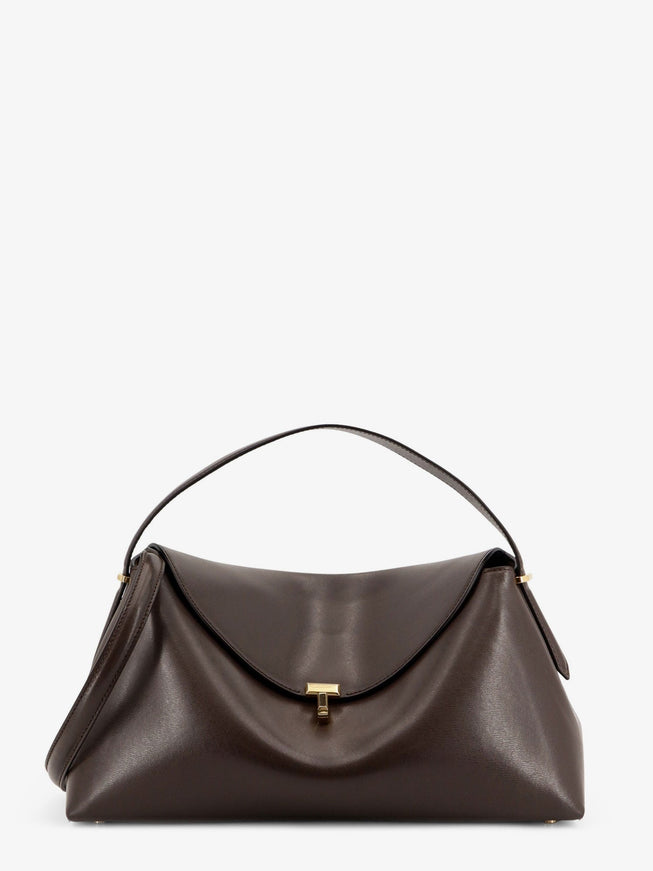Toteme T-Lock Leather Handbag Uni Bark