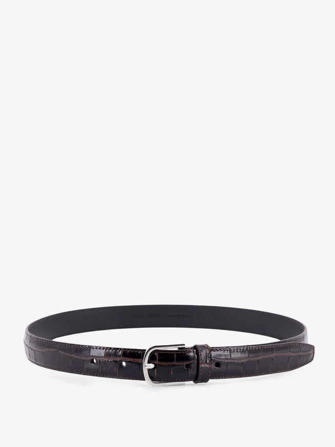 Toteme Slim Croco-Embossed Leather Belt Chocolate