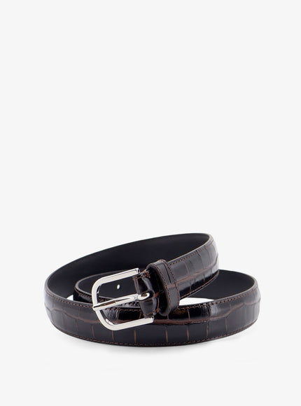 Toteme Slim Croco-Embossed Leather Belt