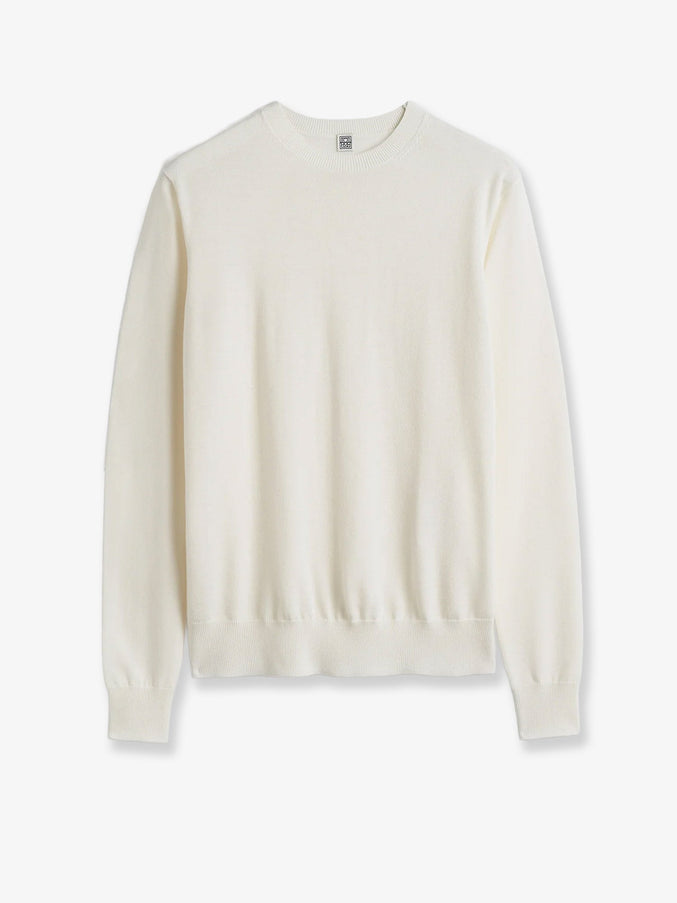 Toteme Fine Crew Knit Wool And Silk Blend Sweater Ecru