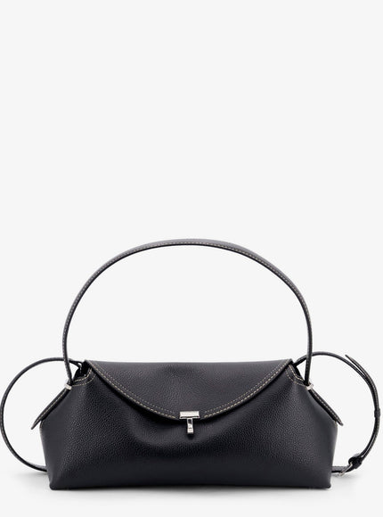 Toteme T-Lock Hammered Leather Shoulder Bag Uni Black