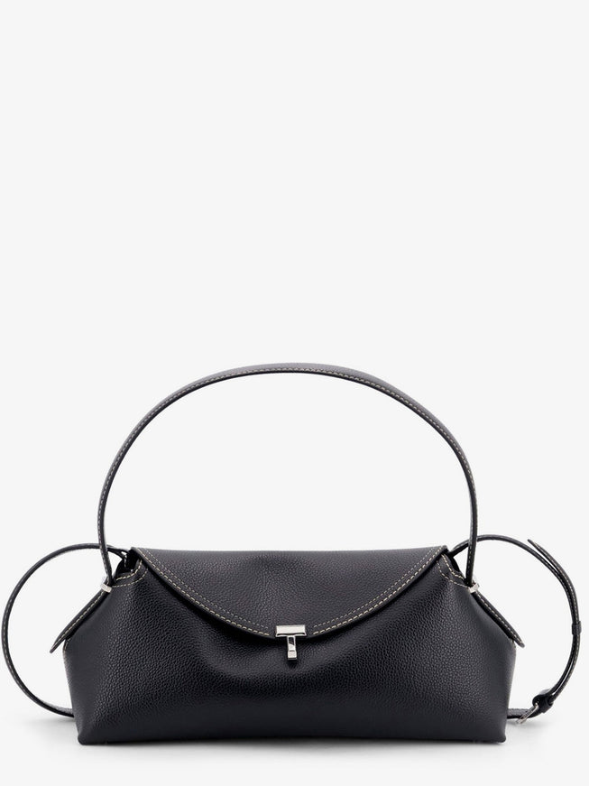 Toteme T-Lock Hammered Leather Shoulder Bag Uni Black