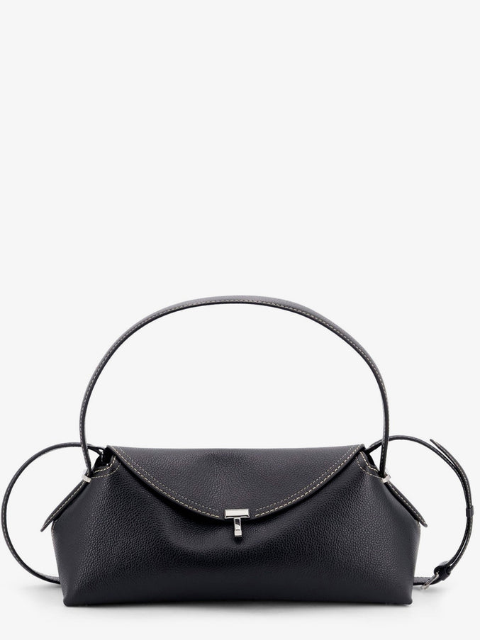Toteme T-Lock Hammered Leather Shoulder Bag Uni Black