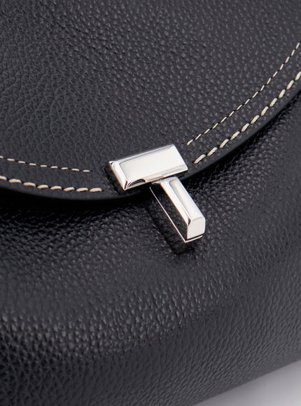 Toteme T-Lock Hammered Leather Shoulder Bag