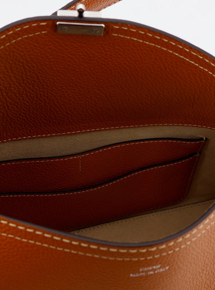 Toteme T-Lock Hammered Leather Shoulder Bag