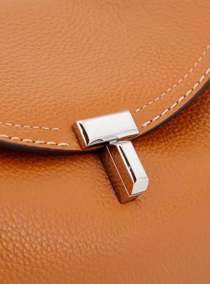 Toteme T-Lock Hammered Leather Shoulder Bag