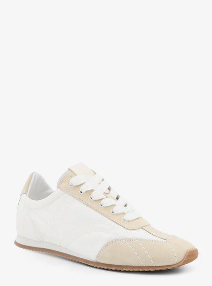 Toteme Nylon And Suede Sneakers With All-Over Stitching Detail