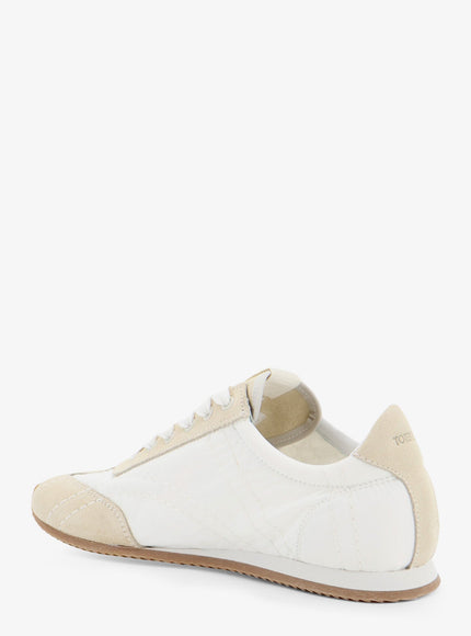 Toteme Nylon And Suede Sneakers With All-Over Stitching Detail