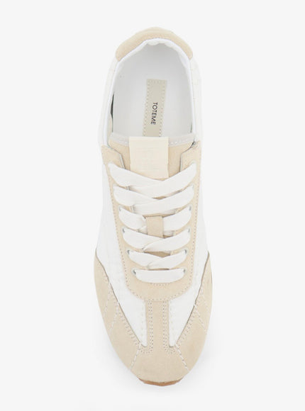 Toteme Nylon And Suede Sneakers With All-Over Stitching Detail