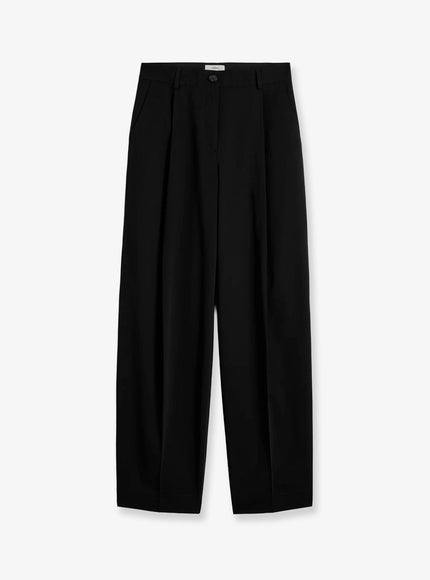 Toteme Single Pleat Cotton Trousers Black