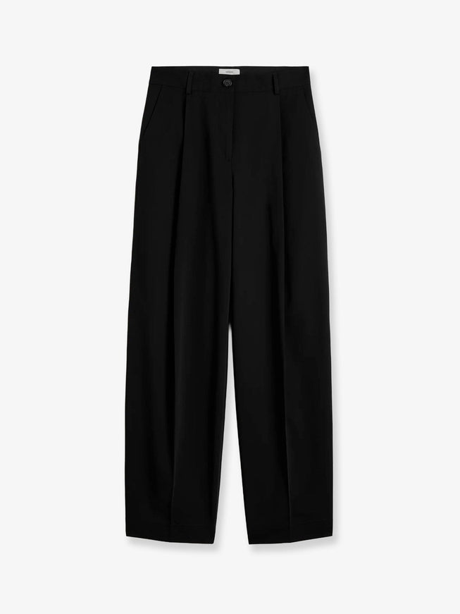 Toteme Single Pleat Cotton Trousers Black