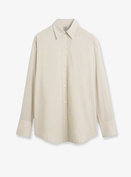 Toteme Viscose And Silk Blend Shirt With Striped Pattern Yellow Sky