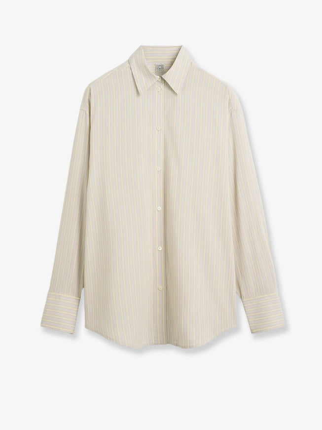 Toteme Viscose And Silk Blend Shirt With Striped Pattern Yellow Sky