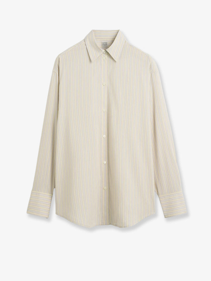 Toteme Viscose And Silk Blend Shirt With Striped Pattern Yellow Sky
