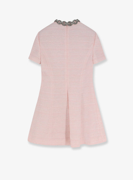 Valentino Embroidered Crinkle Cotton Tweed Mini Dress