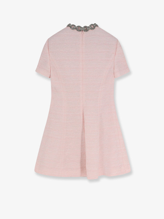Valentino Embroidered Crinkle Cotton Tweed Mini Dress