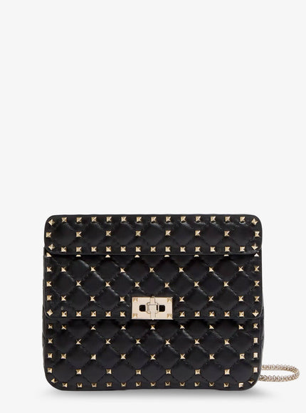 Valentino Garavani Rockstud Spike Leather Crossbody Bag With Iconic All-Over Studs Uni Nero