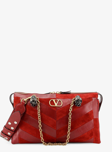 Valentino Garavani Panthea Suede And Leather Crossbody Bag Uni Russetred