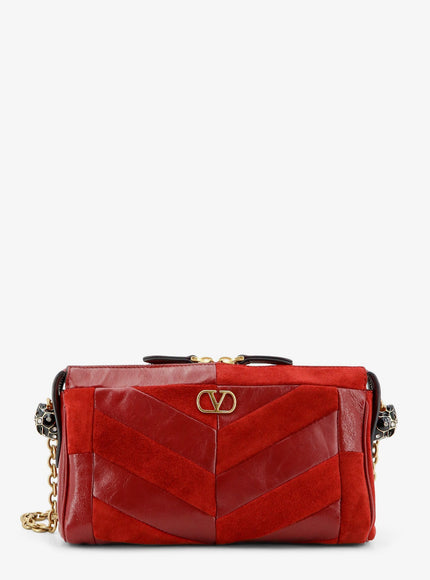 Valentino Garavani Panthea Suede And Leather Crossbody Bag Uni Russetred