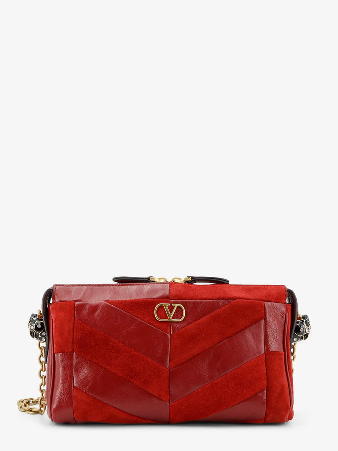 Valentino Garavani Panthea Suede And Leather Crossbody Bag Uni Russetred