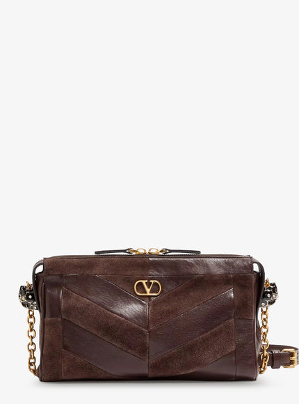 Valentino Garavani Panthea Suede And Leather Crossbody Bag Uni Ebonybrow