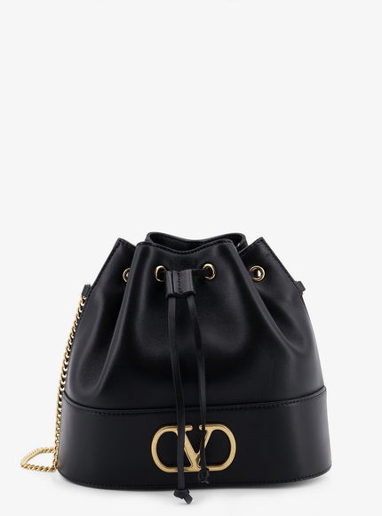 Valentino Garavani Vlogo Signature Leather Bucket Bag Uni Nero