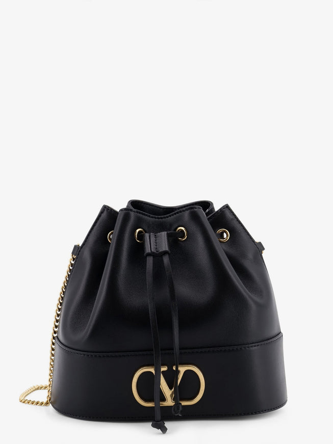 Valentino Garavani Vlogo Signature Leather Bucket Bag Uni Nero