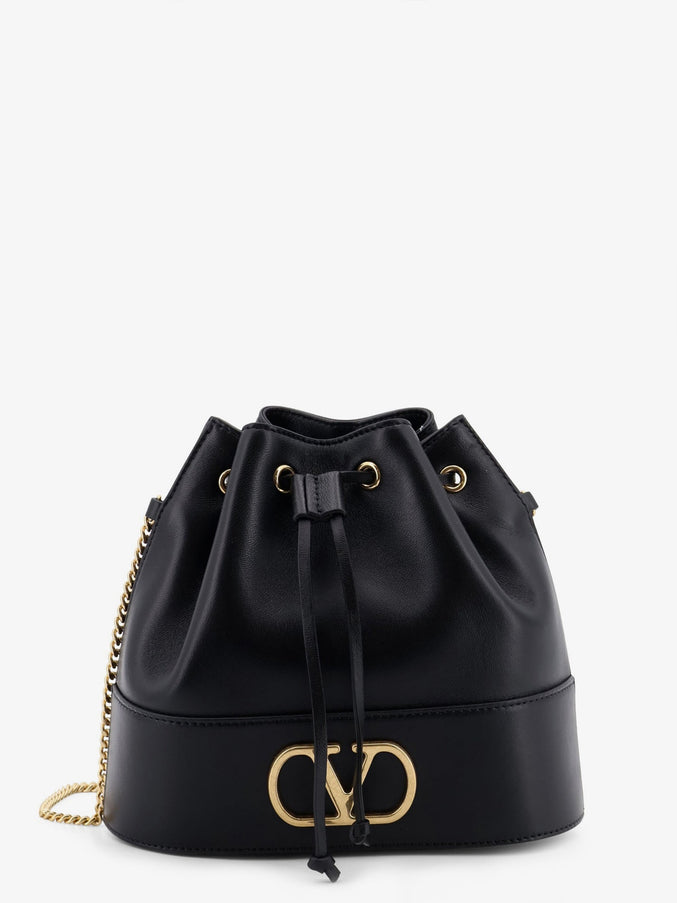 Valentino Garavani Vlogo Signature Leather Bucket Bag Uni Nero