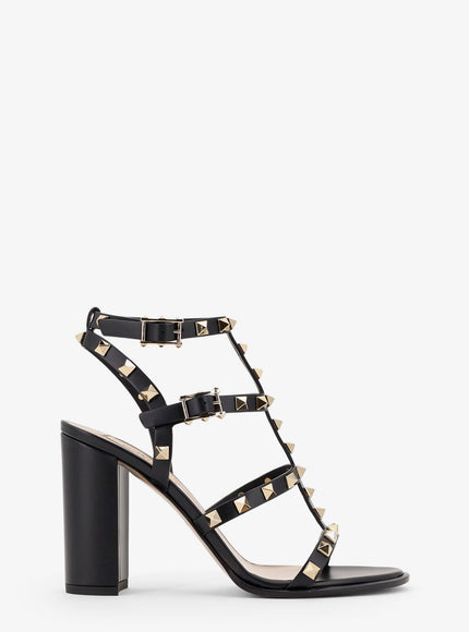 Valentino Garavani Rockstud Leather Sandals With Iconic All-Over Studs Nero