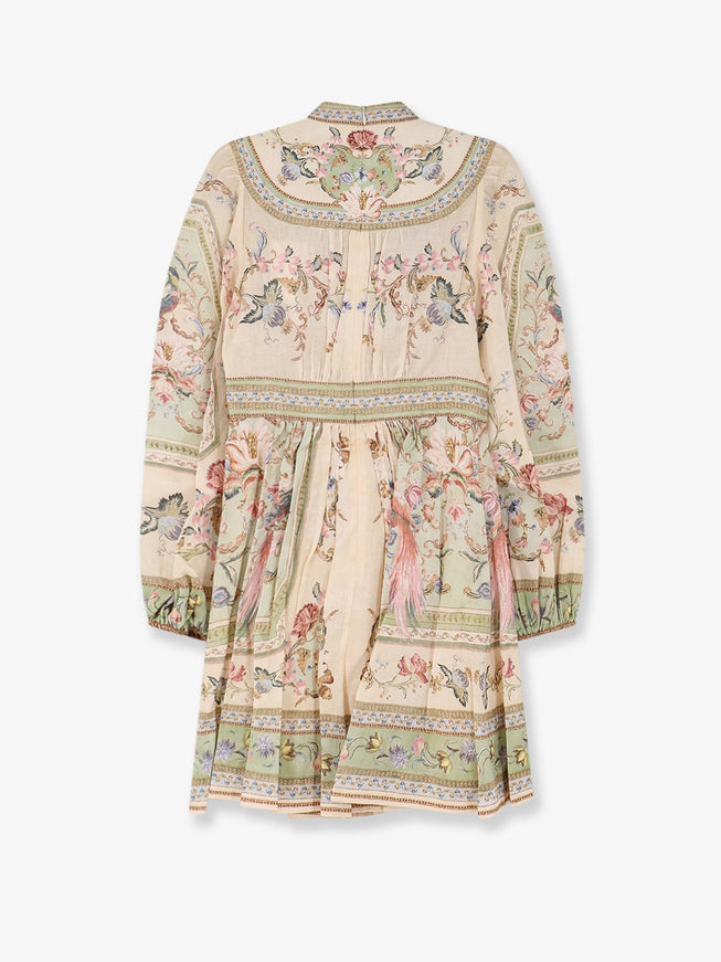 Zimmermann Roselight Plunge Tapestry Print Linen Dress