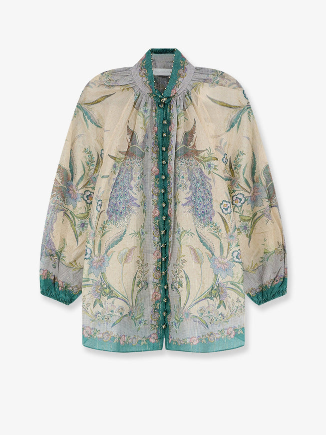 Zimmermann Indra Cotton And Silk Shirt Cream Floral