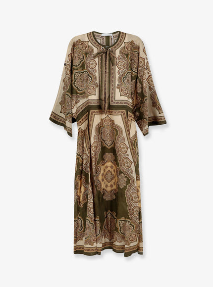 Zimmermann Mahon Silk Tunic Dress Olive Paisley