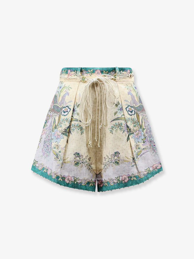 Zimmermann Indra Cotton And Silk Shorts Cream Floral