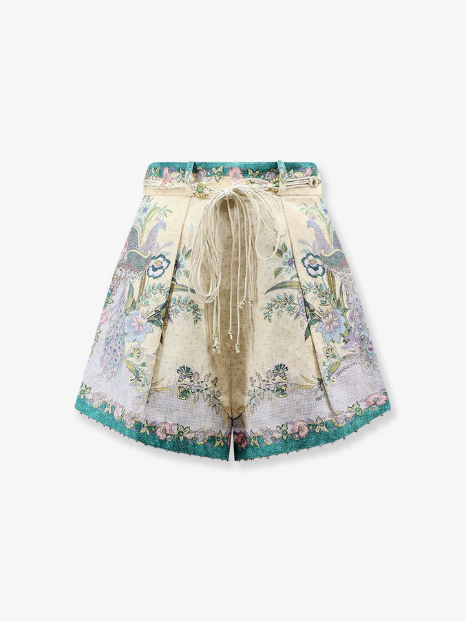 Zimmermann Indra Cotton And Silk Shorts Cream Floral