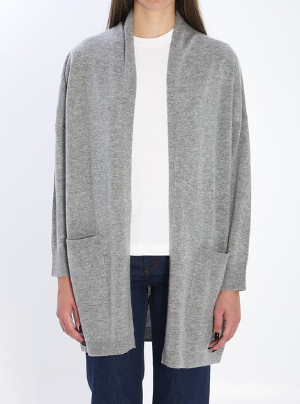 Allude Open Cardigan In Virgin Wool And Cashmere M Grey