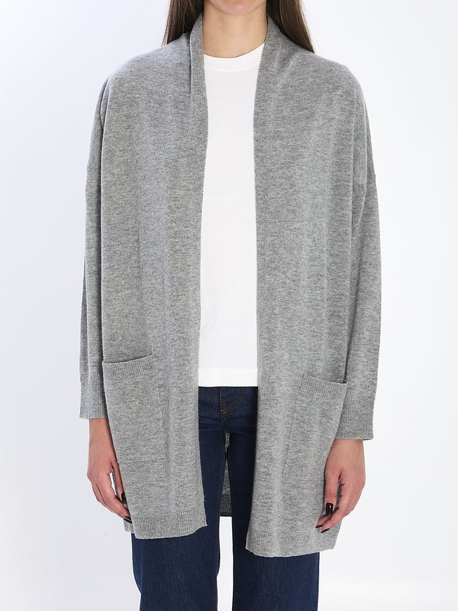 Allude Open Cardigan In Virgin Wool And Cashmere M Grey