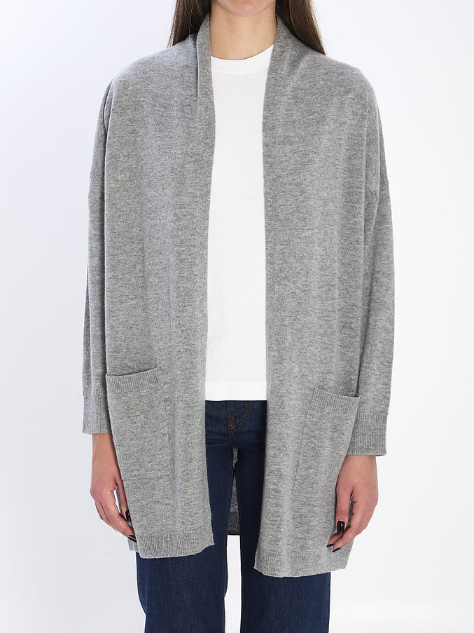 Allude Open Cardigan In Virgin Wool And Cashmere M Grey