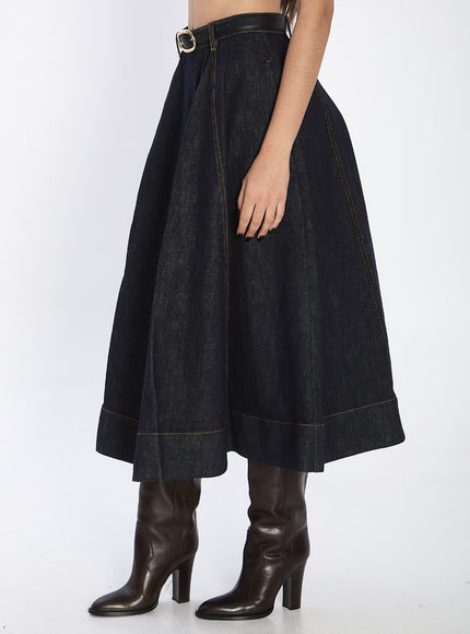 Self Portrait Flared Midi Skirt