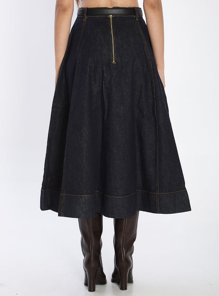 Self Portrait Flared Midi Skirt