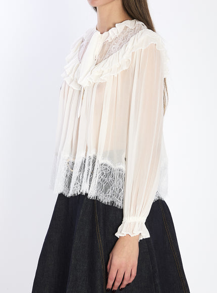 Self Portrait Georgette Lace Blouse