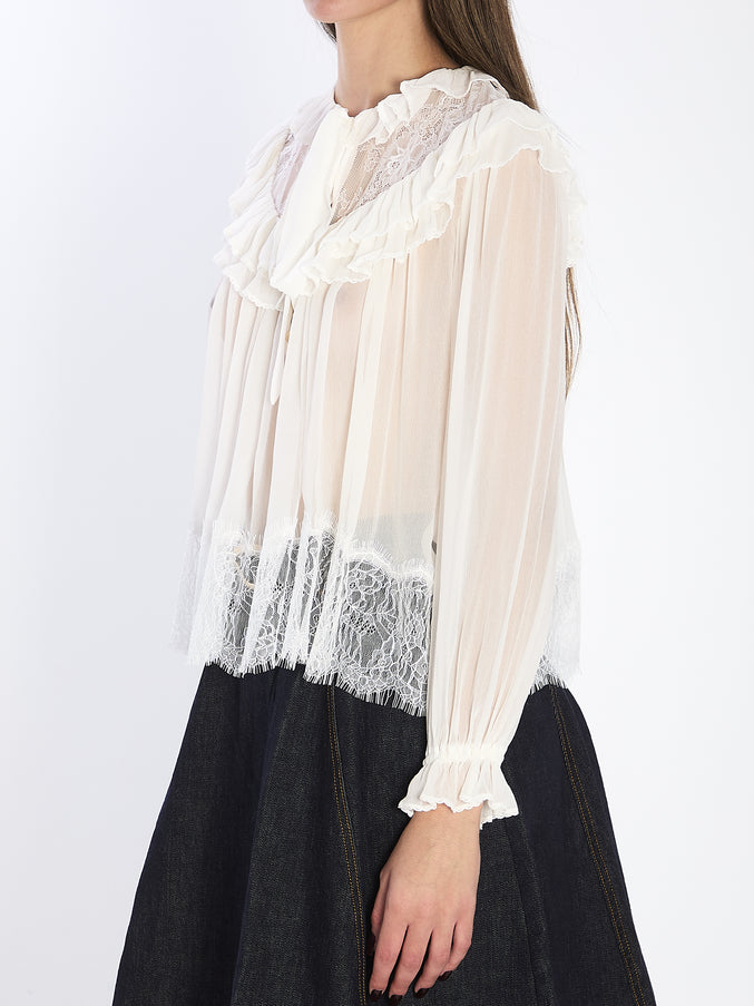 Self Portrait Georgette Lace Blouse