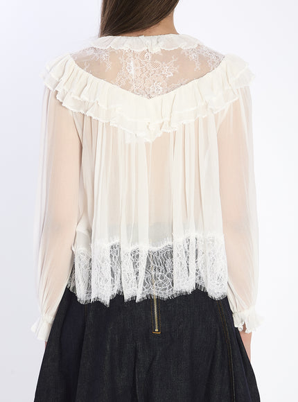 Self Portrait Georgette Lace Blouse