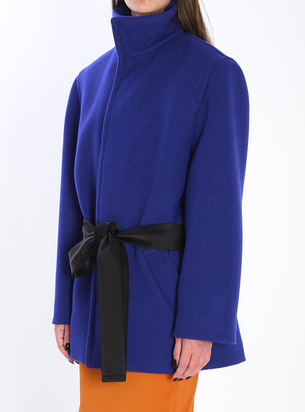 Saint Laurent Boxy Belted Coat In Wool