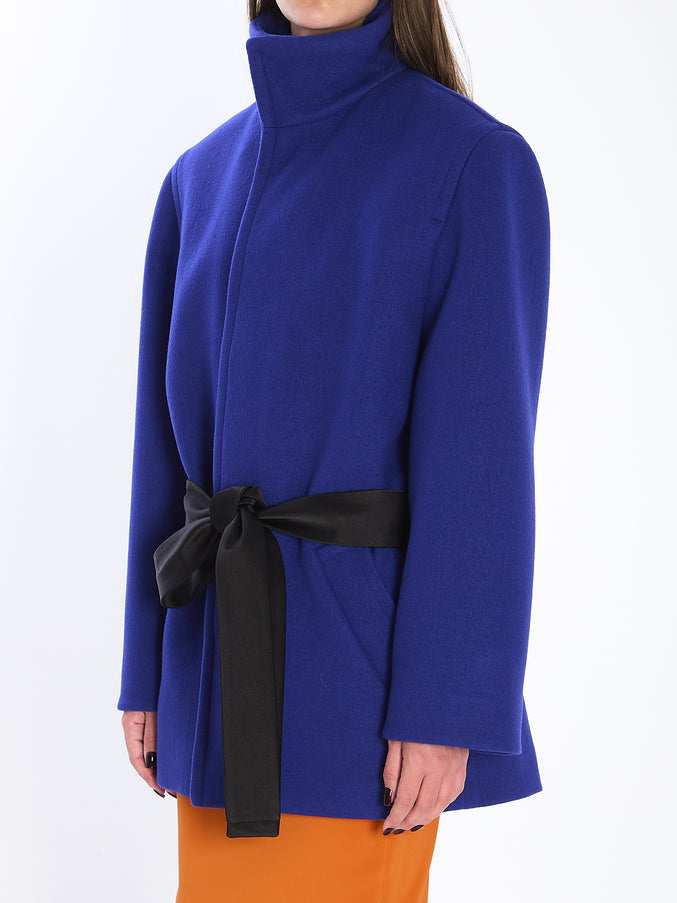 Saint Laurent Boxy Belted Coat In Wool