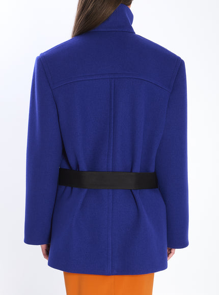 Saint Laurent Boxy Belted Coat In Wool