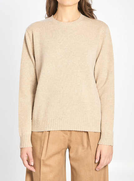 Max Mara Crew Neck Sweater In Cashmere Beige