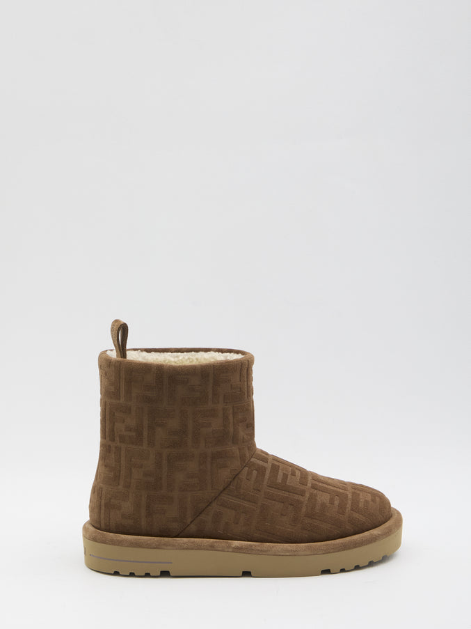 Fendi Ff Boots In Suede Brown
